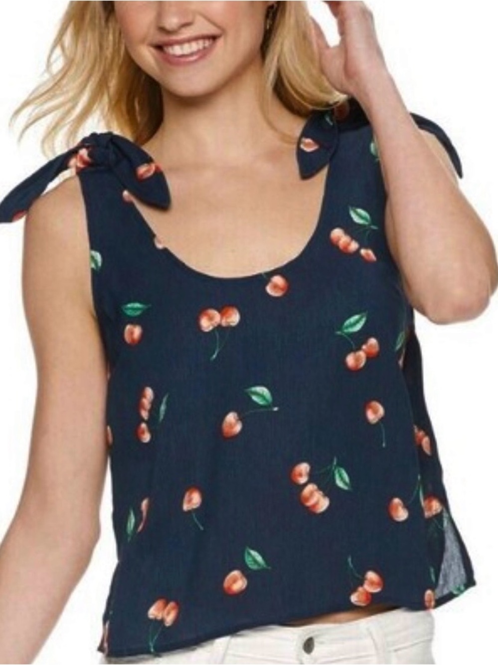 **So** NWOT Women’s Navy Cherry Print Tank Top